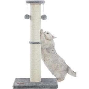 Kilodor 34Inch Tall Cat Scratching Post,4.3Inch Diameter Large Sisal Cat Scratch Post with Ball, Sturdy and Durable Cat Scratcher for Indoor Cats Adults Grey