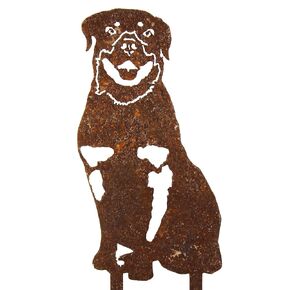 Corten Steel Rottweiler Dog Silhouette Yard Stake (Small)
