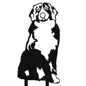 Black Powder Coated Metal Bernese Mountain Dog Silhouette Yard Stake (Small)
