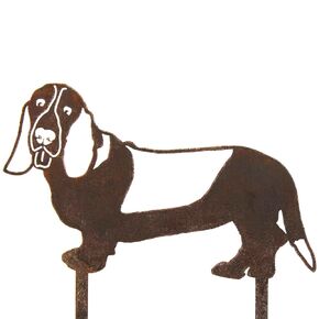 Corten Steel Basset Hound Dog Silhouette Yard Stake (Small)