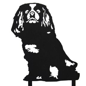 Black Powder Coated Metal Cavalier King Charles Spaniel Dog Silhouette Yard Stake (Large)