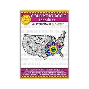 Volume 16 - USA state maps adult coloring book | Premium Handmade Paperback Spiral Bound Coloring Book | Stress relieving patterns for all | Patriotic Gifts | Paint and Sip Party | DIY Kit