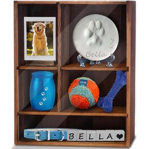 Sofunii Pet Memorial Shadow Box with Shelves for Dogs or Cats,11*14" Solid Wood Pet frame Urn Ashes Display Case for as Loss Pet Remembrance Memory Keepsake - Carbonation Black