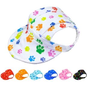 PET SHOW Dog Baseball Cap Dog Paw Print Peaked Cap Pet Sun Hats with Ear Holes Sport Hat for Medium Large Doggies Adjustable Drawstring Puppies Cats Visor Hat Girls Boys Pink/M