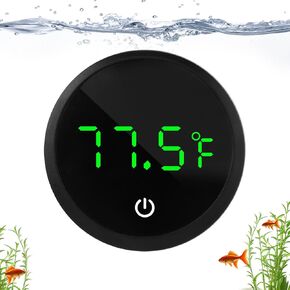Fish Tank Thermometer, Rechargeable Aquarium Thermometer LED Digital Touch Screen Wireless Stick on Temperature Thermometer with Touch Screen, Large Number for Fish & Reptile