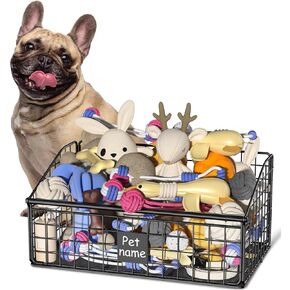 Dog Toy Basket Toy Box, Metal Basket for Dog Toys, Chew-Proof Dog Food Toy Storage Container, Toy Chest, Toy Box for Living Room Area, Dog Toys Box, Dog Toy Bin Basket Large, Pet Toys for Dog Cat