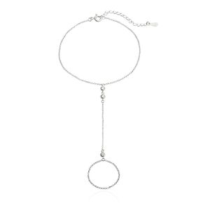 Triple Solitaire Diamond Ring Bracelet Hand Chain, Finger Ring Bracelets for Hand, 925 Sterling Silver Slave Bracelets for Women