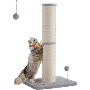 عمود خدش للقطط من Feandrea، جهاز خدش للقطط بطول 33.5 بوصة للقطط المتوسطة والكبيرة، عمود خدش السيزال، كرة زنبركية مع جرس مدمج، رمادي حمامة UPCA041G01 in Kuwait