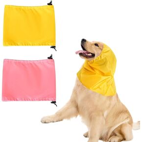 2 Pack Dog Bath Cap Waterproof Dog Snood Rain Hat Ear Protection Shower Cap Dog Ears Headband Dog Ear Covers for Swimming Dog Ear Wrap for Snow Rain (Pink+Yellow)