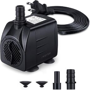 CWKJ Fountain Pump, 220GPH(15W 900L/H) Submersible Water Pump, Durable Outdoor Fountain Water Pump with 7.2ft（2.2m） Power Cord, 3 Nozzles for Aquarium, Pond, Fish Tank, Water Pump Hydroponics