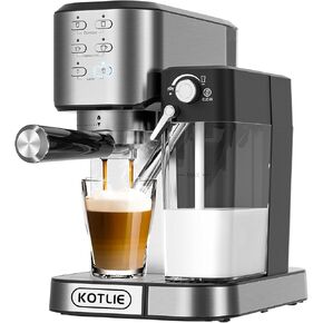 KOTLIE Espresso Coffee Machine with Milk Frother, One-Touch Automatic Coffee maker for Espresso, Cappuccino and Latte, ESE Pod Compatible, 20Bar Italian Pump, Dual Heat System 1350W and 900W, CM5180