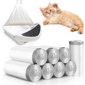 160 Count Cat Litter Box Liners with Drawstring, Compatible with Litter Box Robot 3 & 4, Cat Litter Bag Replacement, Self-Cleaning Cat Litter Trash Bags, 10-12 Gallons
