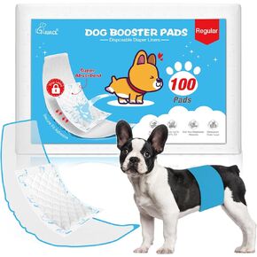 Dog Diaper Liners for Dog Diapers Male and Female, 100ct Ultra-Fast Absorption Disposable Booster Pads, Perfect Protection Most Reusable Pet Belly Bands, Puppy Diapers Female Washable and Male Wraps