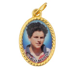 Carlo Acutis Medal (Gold-tone and Color) | Great for First Holy Communion and First Holy Confirmation | Great Catholic Gift | Religious Medallion for Jewelry and Home