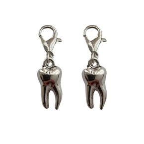 2pcs Tooth Clip on Charm, Teeth Charms for Diy, Bags Pendant, Craft Jewelry Findings