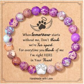 Memorial Gifts Bracelet for Loss of Dog Cat, 𝗣𝗮𝘄 𝗣𝗿𝗶𝗻𝘁 𝗦𝘆𝗺𝗽𝗮𝘁𝗵𝘆 𝗚𝗶𝗳𝘁 Memory Gifts for Dog Cat Passing Away Remembrance Bereavement Gifts for Dog Cat Lover