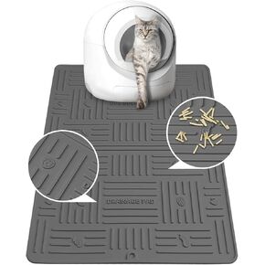 Silicone Cat Litter Mat Litter Trapping Mat, Cute Waterproof Litter Box Mat, Cat Litter Box Mats for Floor, Kitty Litter Mat to Prevent Tracking, Anti-Slip Cat Litter Mats for Indoor Cats(Sage Green)