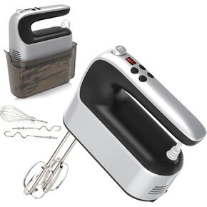 9-Speed Digital Hand Mixer Electric, 400W Powerful DC Motor Low Noise, Baking Mixer Handheld with Snap-On Storage Case, 5x Stainless Steel Accessories, Flat Beaters, Dough Hooks, Whisk