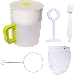 Yogurt Strainer Greek Yogurt Maker Soy Milk Nut Greek Usage Food Strainer Stainless Steel Filter with 120 Micron Nylon Cheesecloth Bag Cleaning Cup Filter Multiple