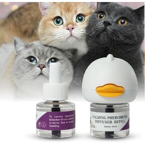 SOICARE Cat Pheromones Calming Diffuser, Cat Anxiety Relief Calming Diffuser, Pheromone Diffuser to Calm Multi Cats,Basic Kit (1 Diffuser & 2 x 48ml Refills) for 60 Days Calming Cat Treats