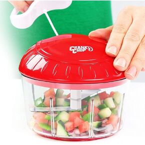 Food Chopper and Processor - Chop Dice Puree Vegetables Onions Tomatoes Garlic Meats and Nuts in Just Seconds for Delicious Meals - Perfect for Homemade Salsa (X-Large Crank Chop)
