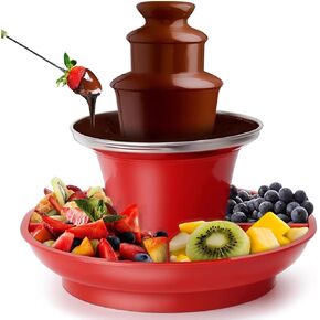 3 Tier Chocolate Fondue Fountain Machine, Detachable Tray Mini Electric Chocolate Fondue Fountain, Melting Machine for Cheese, Queso, Candy, Easy Cleaning, for Party, Gathering, Wedding, 17-Ounce