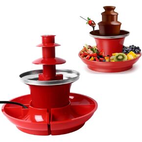 Bewinner Chocolate Fondue Fountain, Three Layer Mini Electric Chocolate Fountain for Parties Christmas - Melting Chocolate Cheese Queso Candy, Chocolate Fondue