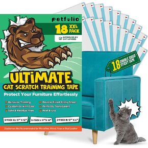 18 Pack Anti Cat Scratch Deterrent for Furniture - Double Sided Cat Anti Scratch Furniture Protector. Cat Couch Protector from Cat Claws. Effective Furniture Scratch Guards for Cats Training