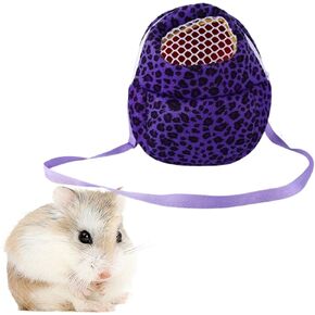 Pet Hamster Carrying Bag, Leopard Pattern Pet Carrier Outdoor Sleeping Bag Adjustable Strap Travel Bag for Small Animal Rat Hedgehog Chinchilla(S)