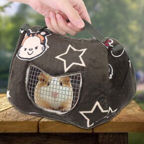 xianshi Valentine's Day Carnival Pet Carrier Bag, Green Flannelette Hamster Carrier Breathable Hamster Outgoing Bag, for Small Pets Chinchilla Squirrel Guinea Pig(Large)
