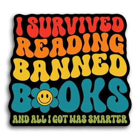 (Set 3Pcs 2 Inches) I Survived Reading Banned Books Sticker I Read Banned Books Stickers Book Lover Bookaholic Vinyl Die Cut Sticker for Car Rear View Mirror Laptop Phone Water Bottle Guitar Helmet