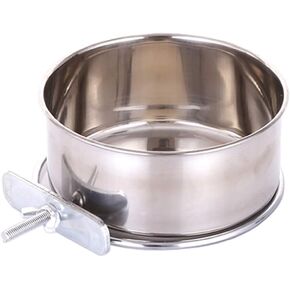 Pet Food Water Bowl with Clamp Holder Stainless Steel Coop Cup Hanging Feeder for Dog Bird Parrot Cat Rabbit (XL)