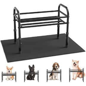 Raised Dog Bowl Stand for Medium Dogs,Table Steel Frame Elevated Dog Bowls Stand with Mat,Non-Slip No Spill,Adjusts to 4 Heights 5.7"-8.4", Holds 2-8.1" Diameter Bowls(Bowls Not Included)