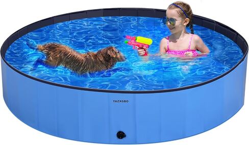 Foldable Dog Pool for Large Dogs, 63'' Swimming Pool for Small Dogs, Outdoor Pet Pool Pet Bathtub Collapsible Kiddie Pool Cats Doggie Puppy Bathing Tub with PP Board Hard Support in Saudi Arabia