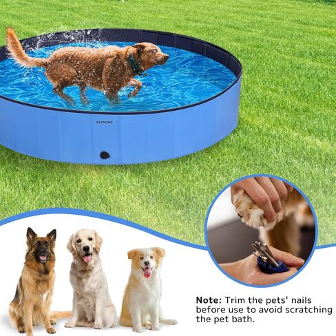 Foldable Dog Pool for Large Dogs, 63'' Swimming Pool for Small Dogs, Outdoor Pet Pool Pet Bathtub Collapsible Kiddie Pool Cats Doggie Puppy Bathing Tub with PP Board Hard Support in Saudi Arabia