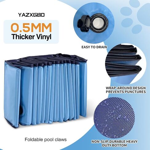 Foldable Dog Pool for Large Dogs, 63'' Swimming Pool for Small Dogs, Outdoor Pet Pool Pet Bathtub Collapsible Kiddie Pool Cats Doggie Puppy Bathing Tub with PP Board Hard Support in Saudi Arabia