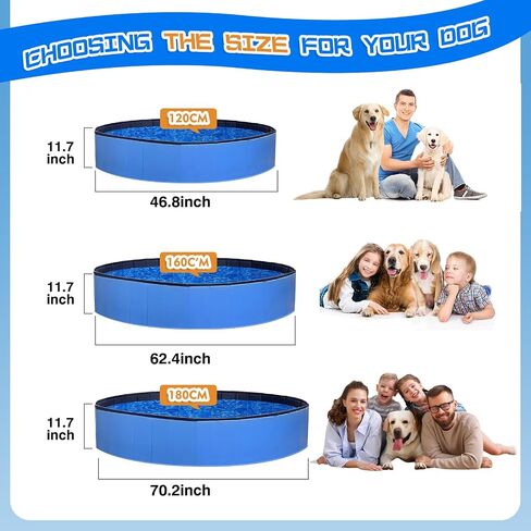 Foldable Dog Pool for Large Dogs, 63'' Swimming Pool for Small Dogs, Outdoor Pet Pool Pet Bathtub Collapsible Kiddie Pool Cats Doggie Puppy Bathing Tub with PP Board Hard Support in Saudi Arabia