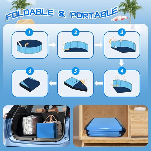 Foldable Dog Pool for Large Dogs, 63'' Swimming Pool for Small Dogs, Outdoor Pet Pool Pet Bathtub Collapsible Kiddie Pool Cats Doggie Puppy Bathing Tub with PP Board Hard Support in Saudi Arabia