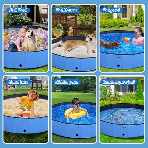 Foldable Dog Pool for Large Dogs, 63'' Swimming Pool for Small Dogs, Outdoor Pet Pool Pet Bathtub Collapsible Kiddie Pool Cats Doggie Puppy Bathing Tub with PP Board Hard Support in Saudi Arabia