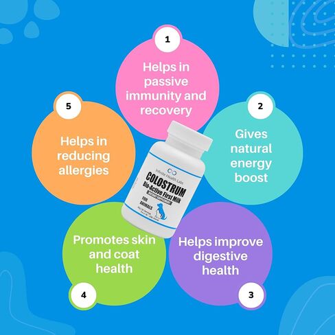 اللبأ البقري النشط حيويًا للكلاب والقطط والجراء والقطط والحيوانات الأليفة - مكمل مسحوق اللبأ اليومي 240 جم (480 وجبة) in Kuwait