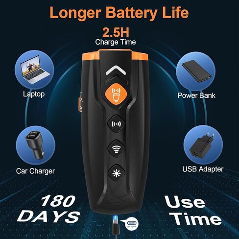 2024release Dog Bark Deterrent Devices, 5 in 1 Rechargable Ultrasonic Training Tool for Dogs 50FT with High Low Mode,Portable Training Devices Safe for Indoor Outdoor (Black) in Saudi Arabia