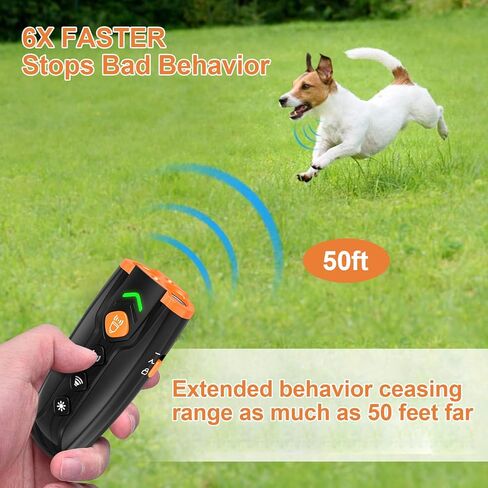 2024release Dog Bark Deterrent Devices, 5 in 1 Rechargable Ultrasonic Training Tool for Dogs 50FT with High Low Mode,Portable Training Devices Safe for Indoor Outdoor (Black) in Saudi Arabia