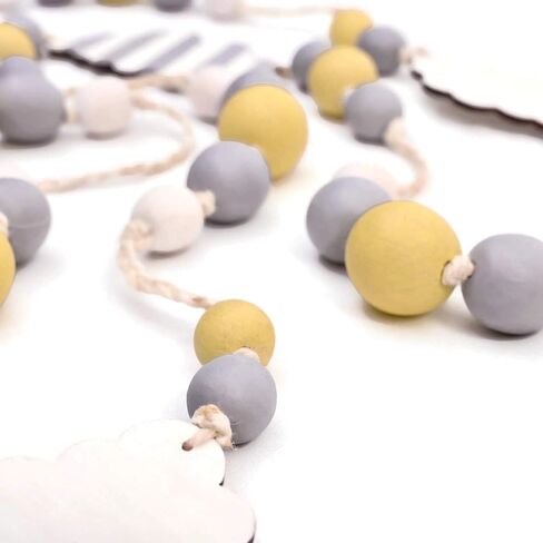 Wooden Bead Garland with Tassels – Premium Beaded Garlands for Coastal Farmhouse Décor – Ideal for Nautical Nursery Decor - Farmhouse Rustic Home Decor - Hand Painted Beads with Tassels in Saudi Arabia
