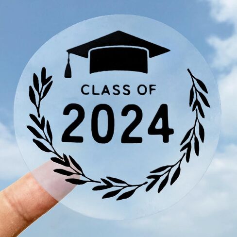 100 Pcs Graduation Stickers, Class of 2024, Transparent Congrats Graduation Labels, Grad Party Supply, Graduation Cap Stickers for Scrapbooks Envelopes 1.6 Inch (class of 2024-2, gold) in Saudi Arabia