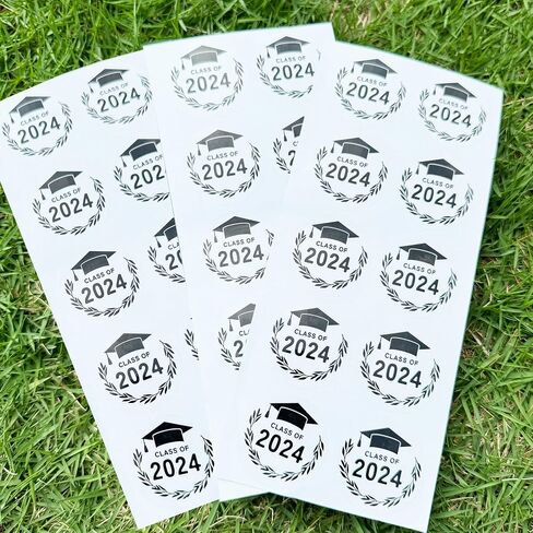 100 Pcs Graduation Stickers, Class of 2024, Transparent Congrats Graduation Labels, Grad Party Supply, Graduation Cap Stickers for Scrapbooks Envelopes 1.6 Inch (class of 2024-2, gold) in Saudi Arabia
