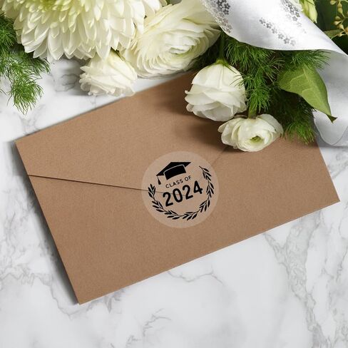 100 Pcs Graduation Stickers, Class of 2024, Transparent Congrats Graduation Labels, Grad Party Supply, Graduation Cap Stickers for Scrapbooks Envelopes 1.6 Inch (class of 2024-2, gold) in Saudi Arabia
