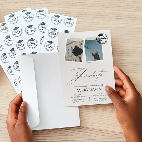 100 Pcs Graduation Stickers, Class of 2024, Transparent Congrats Graduation Labels, Grad Party Supply, Graduation Cap Stickers for Scrapbooks Envelopes 1.6 Inch (class of 2024-2, gold) in Saudi Arabia