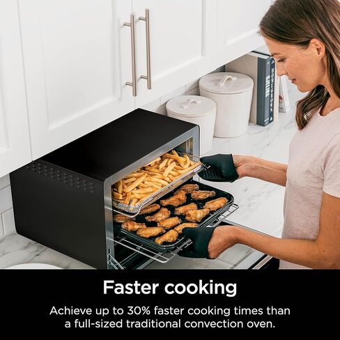 فرن نينجا DT202BK Foodi 8 في 1 XL Pro Air Fry، فرن حراري كبير على سطح الطاولة، فرن محمصة رقمي، 1800 واط، أسود، 12 بوصة (متجدد) in Saudi Arabia