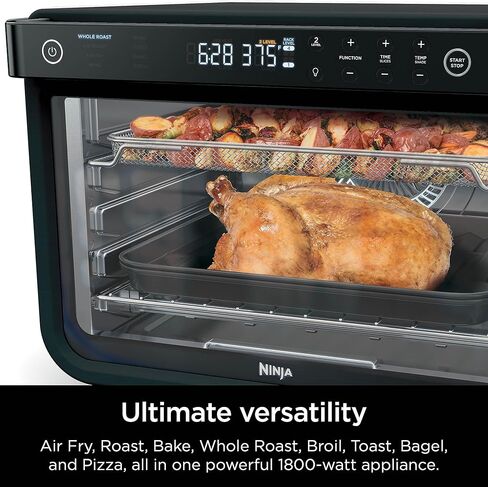 فرن نينجا DT202BK Foodi 8 في 1 XL Pro Air Fry، فرن حراري كبير على سطح الطاولة، فرن محمصة رقمي، 1800 واط، أسود، 12 بوصة (متجدد) in Saudi Arabia