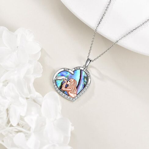 Dog Necklace 925 Sterling Silver Puppy And Girl Pendant Necklace Dog Lovers Abalone Shell Jewelry Gifts for Women Girls in Saudi Arabia